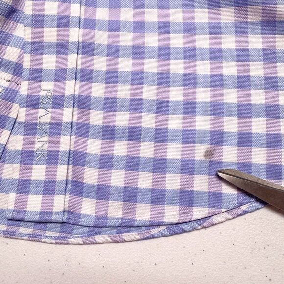 Jos A Bank Shirt Men Medium Blue Purple Plaid Tailored Wrinkle Free Signature‎ - Picture 9 of 13